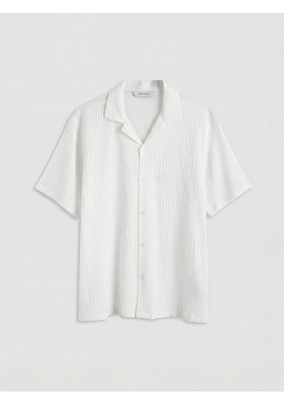 Lcw Vision Beyaz Regular Fit Krinkle Erkek Basic Gömlek