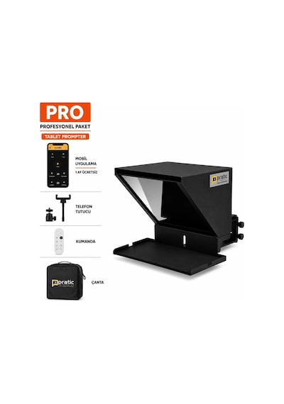 Pratic Prompter %100 Yerli Üretim & Yazılım Çanta + Kumanda + Telefon Tutucu 34cmx24.5cmx17cm