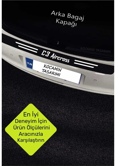 Citroen C3 Aircross Araç Kapı Ve Bagaj Eşiği Koruyucu Set Karbon Folyo Çizilme Engelleyici C3 Aircross Yazılı