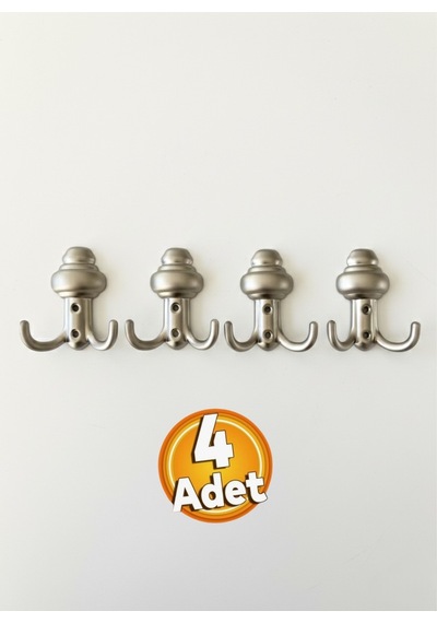 Saten Metal Sarıklı Askı Portmanto Vestiyer Duvar Askısı Dolap Askılığı Saten Renk 4 Adet