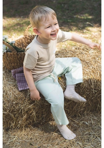 Little Gusto Çocuk Pantolon Yeşil Organik Pamuk