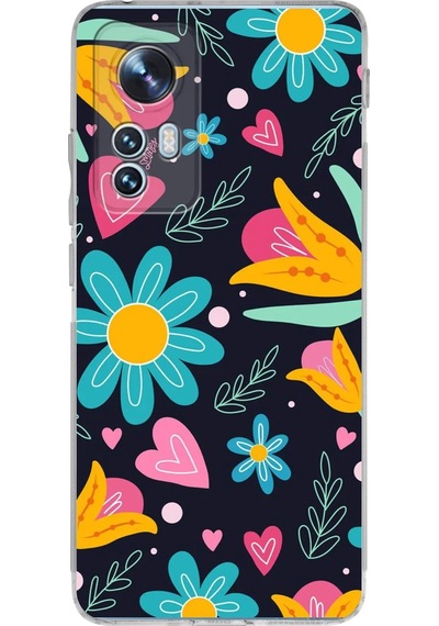 Xiaomi Mi 12 Pro İle Uyumlu 1mm Slim Fit Retro Colors 1 Baskılı Şeffaf Kılıf Şeffaf
