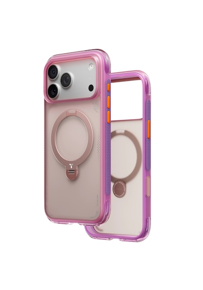 Torras Apple iPhone Uyumlu 17 Pro O Stand Q3 Spin Air Serisi Magsafe Kılıf - Lacivert Pembe