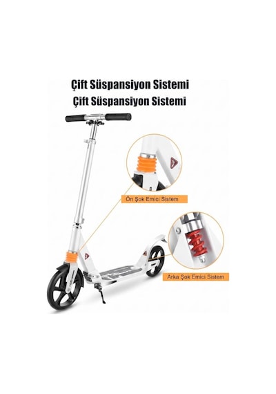 Çift Fren Sistemli 3 Kademeli Yükseklik Ayarlı Süspansiyonlu Ve Katlanabilir Yetişkin Scooter'ı Çok Renkli