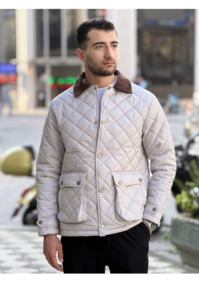 Rocqerx X-2033 Yaka Garni Detaylı Astarlı Kapitone Mont Taş