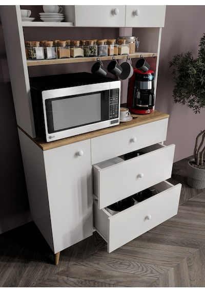 Stella Kahve Köşesi Dolabı Beyaz-meşe 90cm, Erzak Dolabı, Kiler Dolabı Stella Kahve Köşesi Dolabı Beyaz-meşe 90cm, Erzak Dolabı, Kiler Dolabı
