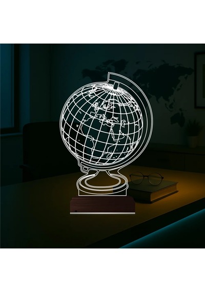 Luvivia Dünya Ofis Hediye 3d Lamba - Masa Gece Lambası Şeffaf