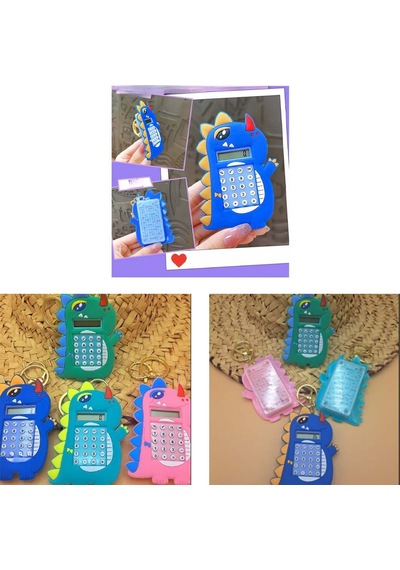 Mini 8 Haneli Hesap Makineli Labirent Oyunlu Dinazor Anahtarlık 1 Adet Ebat: 9,3 Cm X 5,9 Cm Lacivert