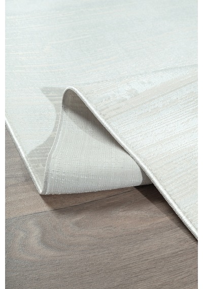 Bambum Soft Düz Desen Modern Bambu Saten Halı Kaymaz Taban Yıkanabilir Salon Mutfak Halısı 1002 Beyaz