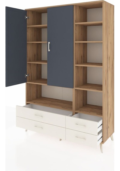 Hyperion Dolap 10 Raflı 4 Çekmeceli 2 Kapaklı 132x44x195 Çam-antrasit/aytaşı Antrasıt/aytası Hyperion Dolap 10 Raflı 4 Çekmeceli 2 Kapaklı 132x44x195 Çam-antrasit/aytaşı Antrasıt/aytası