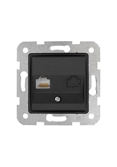Linnera Life Gece Siyahı Tekli Data Cat5e Mekanizma Ve Kapak