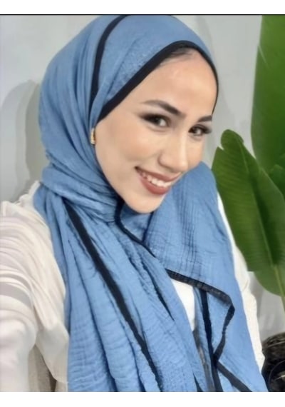 Modakaşmir Aminenesil Biyeli Müslin Şal Mavi Renk