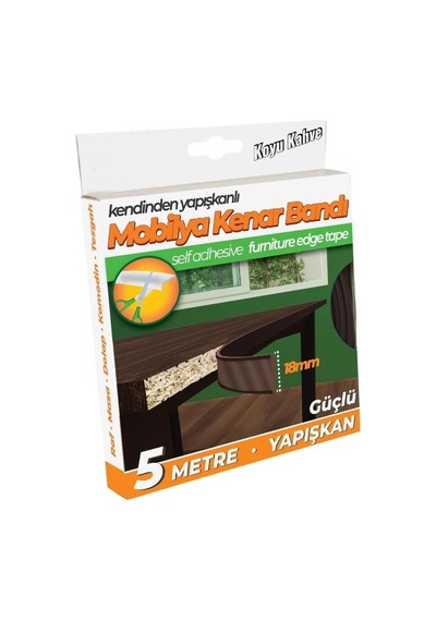 Kendinden Yapışkanlı Masa,raf,dolap,tezgah,mobilya Kenar Bandı 18mmx5 Metre-koyu Kahve