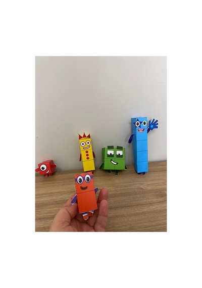Kes Yapıştır Oyna / 1-10'a Kadar 3 Boyutlu Numberblocks Maskotları / Kalın Karton Kağıt Kendin Yap