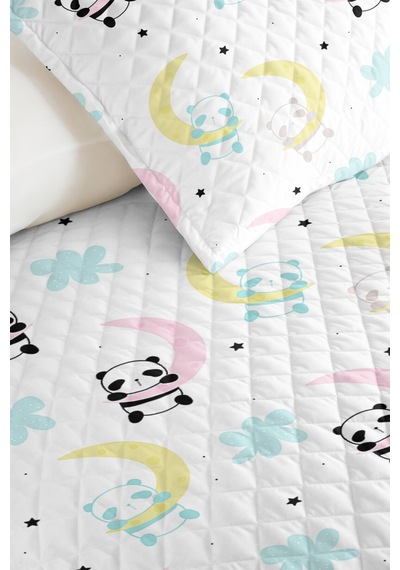 Evimde Bambaşka Sevimli Panda Ay Sarı Çocuk Odası Tek Kişilik Pike Takımı-pastel Pembe Mint 160x220 CM Yatak Örtüsü Evimde Bambaşka Sevimli Panda Ay Sarı Çocuk Odası Tek Kişilik Pike Takımı-pastel Pembe Mint 160x220 CM Yatak Örtüsü