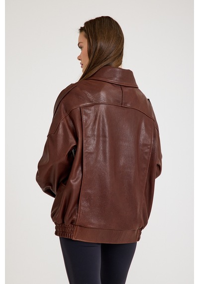 Oversize Bayan Deri Ceket Vb-21-bk-2847-24119 Fındık