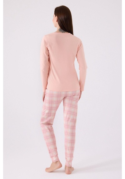 Pierre Cardin Kadın Pamuklu Rahat Uzun Kollu Ekose Pijama Takım SOMON