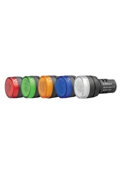 22mm 220v. Ledli Sinyal Lambası 5 Adet Beyaz