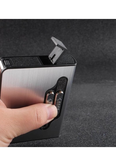 Şarj Edilebilir Usb Çakmak Sigara Taşıma Kutusu Metal Gövde Arc Ateşleme 20 Li