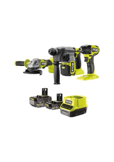 Ryobi Rck183d-242s Akülü Kömürsüz 3'lü Set Vidalama + Kırıcı Delici + Taşlama - 1x4.0ah + 1x2.0ah +