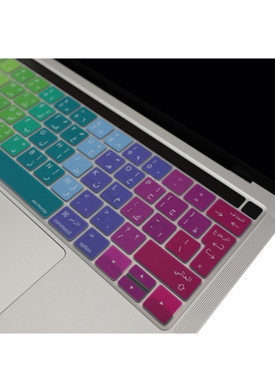 Arapça Klavye Apple Uyumlu MacBook Pro Koruyucu Touchbar'lı A1706 A1989 A2159 A1707 A1990 Uk Enter Dazzle Pembe Yeşil