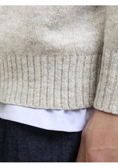 Jack&jones Erkek Relaxed Fit V Yırtmaçlı Yaka Triko Kazak - Soho - 12279214 Gri Melanj