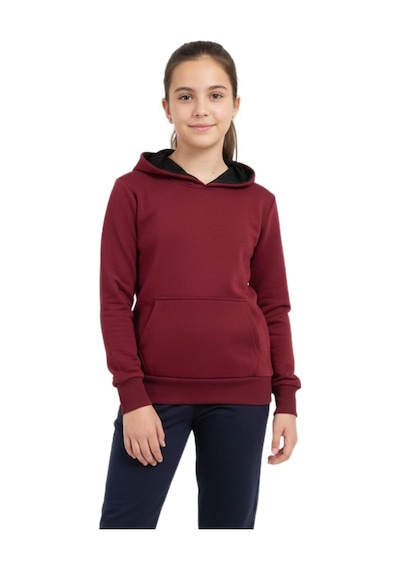 Çocuk Bordo Kapüşonlu Cepli 3 İplik Kız Erkek Sweatshirt Bgl-st05004 Bordo