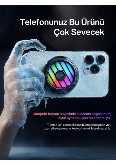 3 Kademeli Manyetikli I Göstergeli I Rgb Aydınlatmalı Cep Telefonu Soğutma Fanı Radyatör Soğutucu Siyah