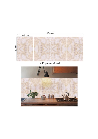 Tink Kendinden Yapışkanlı Bej Desenli Pvc Panel 41x62 Cm