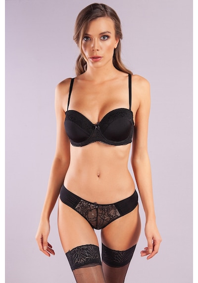 Moon Wear Gala Balconette Foam Cup Lace Bra, Siyah Konforlu Ve Şık Sütyen, Strapless Çok Renkli