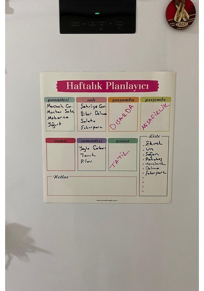 Haftalık Menü Planlayıcı Magnet Mıknatıslı Yazı Tahtası Buzdolabı (538426067)