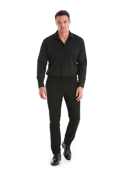 Hatemoğlu Siyah Slim Fit Desenli Slim Yaka Pamuklu Uzun Kollu Gömlek 24d190000019 991 Siyah