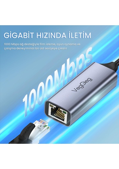 Usb 3.0 Gigabit 1000mbps Rj45 Ethernet Dönüştürücü Adaptör