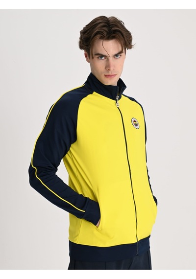 Fenerbahçe Sarı Tribün Nakış Logolu Erkek Oversize Sweatshirt Sari