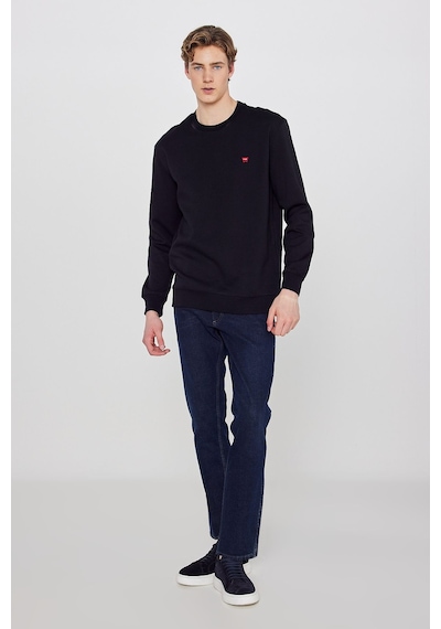 Wrangler Pamuklu Regular Fit Normal Kesim Bisiklet Yaka Logo Detaylı Sweatshirt Siyah
