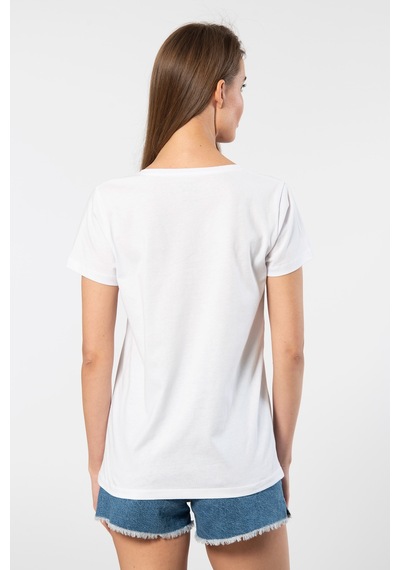 Wtshirt Milano Kısa Kol Derin V Yaka Kadın T-shirt Beyaz Beyaz Wtshirt Milano Kısa Kol Derin V Yaka Kadın T-shirt Beyaz Beyaz
