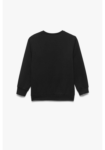 Koton Erkek Çocuk Baskılı Uzun Kollu Bisiklet Yaka Sweatshirt Siyah
