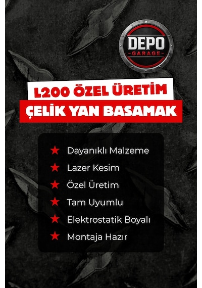 Mitsibushi L200 2015-2018 Tam Uyumlu Lazer Kesim Çelik Işıklı Basamak L200 Yan Basamak