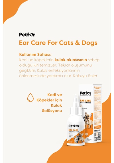 Kedi Ve Köpekler İçin Kulak Bakım Damlası 50 Ml