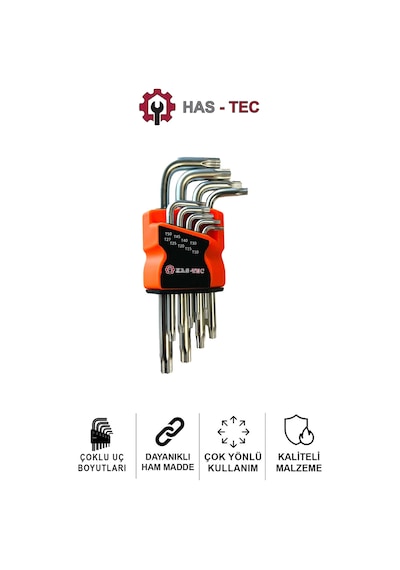 9 Parça Yıldız Alyan Anahtar Seti Parlak Nikel Kaplama, Profesyonel Torx Anahtarlar, Alyan Set
