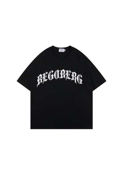 Flood Of Style Erkek Siyah Bego Berg Baskılı Oversize Bisiklet Yaka