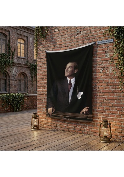 İstikbal Göklerdedir Atatürk Portresi Poster Bayrak Raşel Kumaş 100x150 Cm Ata10 Diğer