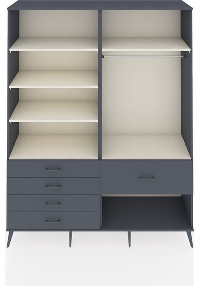 Hyperion Gardrop 6 Raflı 5 Çekmeceli Tek Askılı 176x44x221 Antrasit-aytaşı/antrasit Beyaz Hyperion Gardrop 6 Raflı 5 Çekmeceli Tek Askılı 176x44x221 Antrasit-aytaşı/antrasit Beyaz