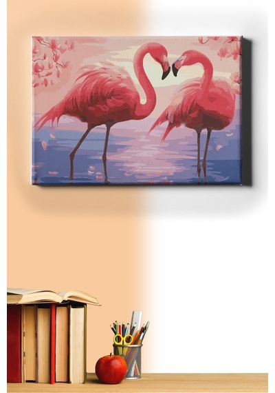 Webstyle Aşık Flamingolar Sayılarla Boyama Seti Kasnaklı 40 X 50 Cm