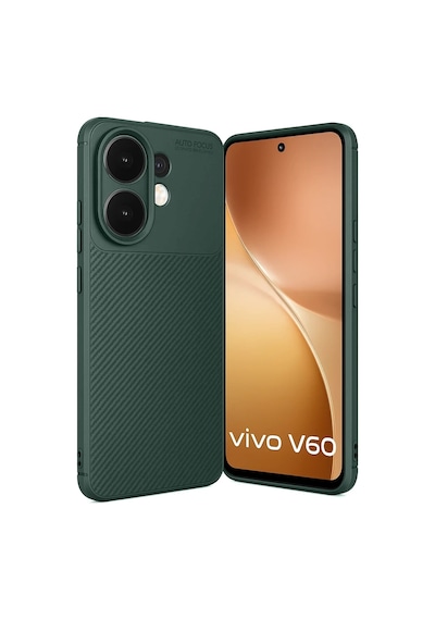 Vivo V60 5g Uyumlu Auto Focus Karbon Kapak - Koyu Yeşil