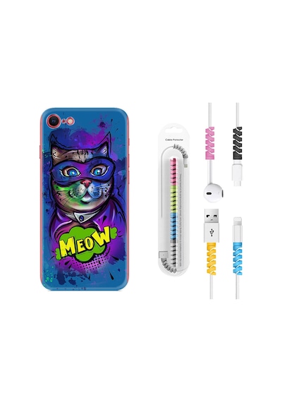 Apple Uyumlu iPhone 7 8 Kılıf Kablo Koruyuculu Super Meow 1715