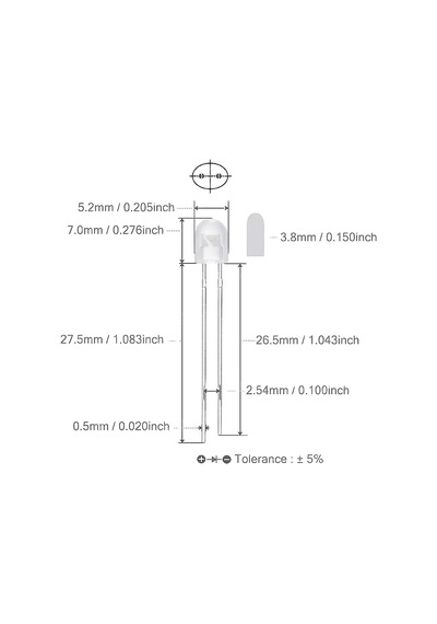 5mm Led Sarı Diyot Diffused 1 Adet