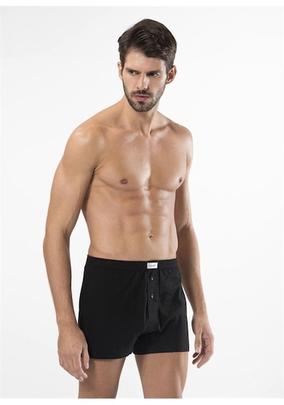 Türen 186 Düğmeli Boxer Ikili Paket-Sıyah - L