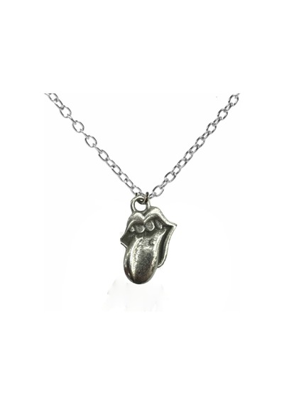 Rolling Stones Logolu Metal Kolye Gümüş Renk Unisex Retro Tarz Aksesuar Çok renkli