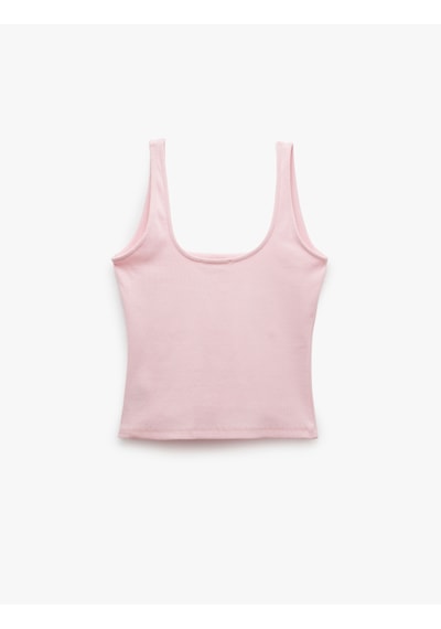 Koton Pamuklu Ribanalı Fiyonk Detaylı Kare Yaka Atlet Pembe 5sak10329ek Gül
